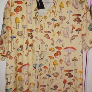 Mushroom Print Short Sleeve Shirt